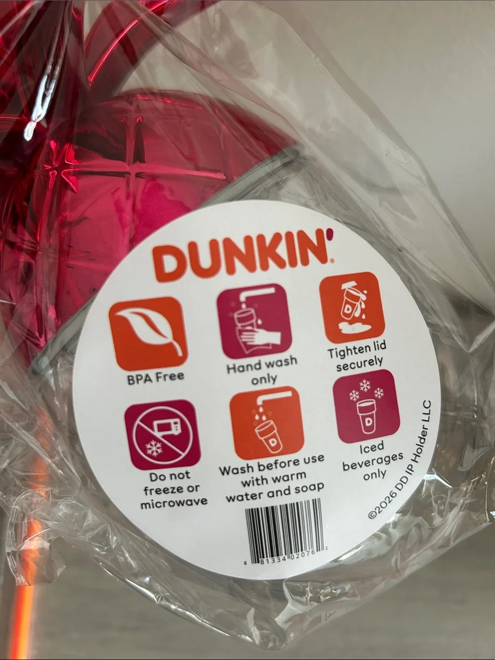 Dunkin Donuts Limited Edition Pink Pineapple Plastic Reusable Cup with Straw